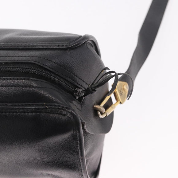 Christian Dior Shoulder Bag Leather Black Gold Auth bs35919