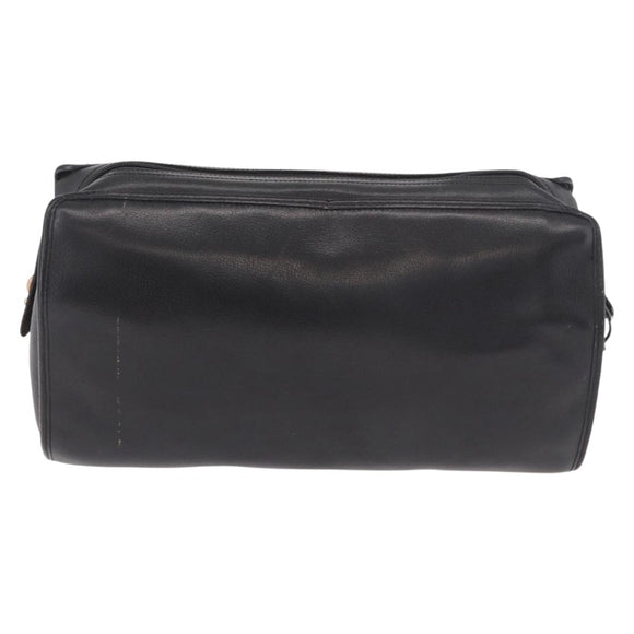 Christian Dior Shoulder Bag Leather Black Gold Auth bs35919