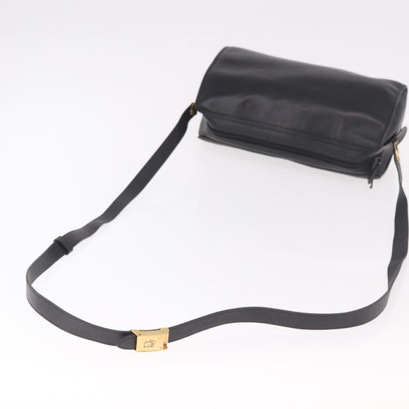 Christian Dior Shoulder Bag Leather Black Gold Auth bs35919