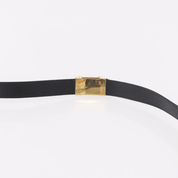 Christian Dior Shoulder Bag Leather Black Gold Auth bs35919