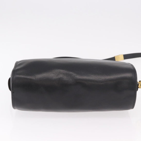 Christian Dior Shoulder Bag Leather Black Gold Auth bs35919