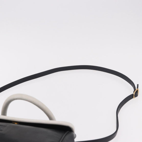 FENDI Hand Bag Leather 2way Black Auth bs35922