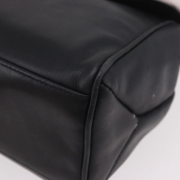 FENDI Hand Bag Leather 2way Black Auth bs35922
