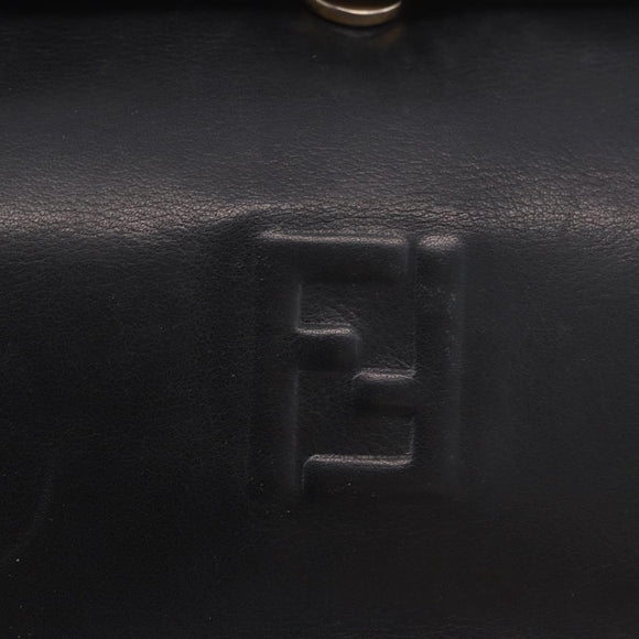 FENDI Hand Bag Leather 2way Black Auth bs35922