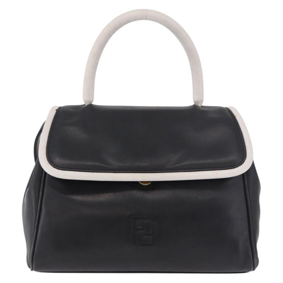 FENDI Hand Bag Leather 2way Black Auth bs35922