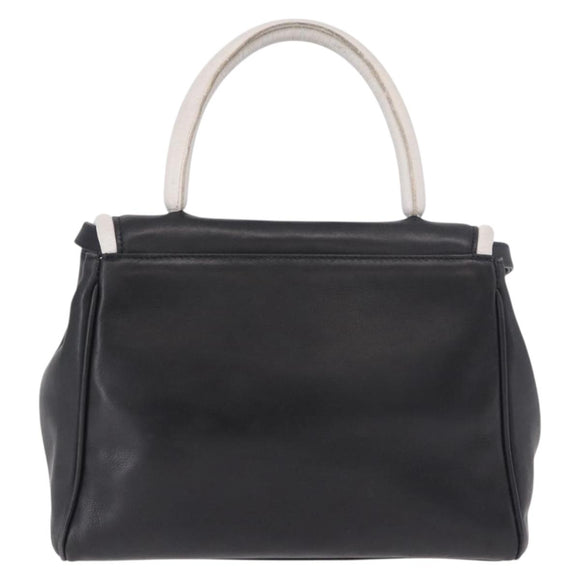 FENDI Hand Bag Leather 2way Black Auth bs35922