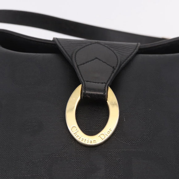 Christian Dior Trotter Shoulder Bag PVC Black Gold Auth bs35923