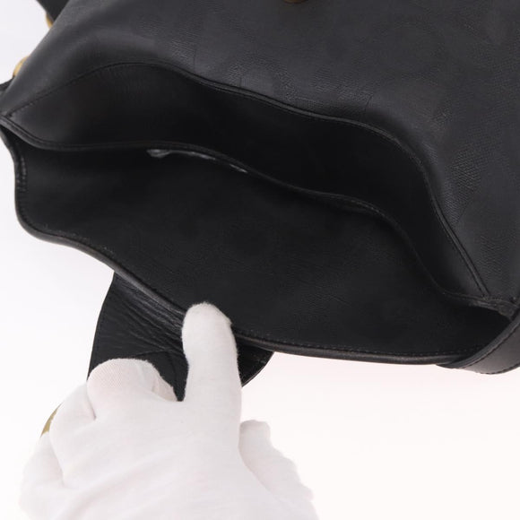 Christian Dior Trotter Shoulder Bag PVC Black Gold Auth bs35923