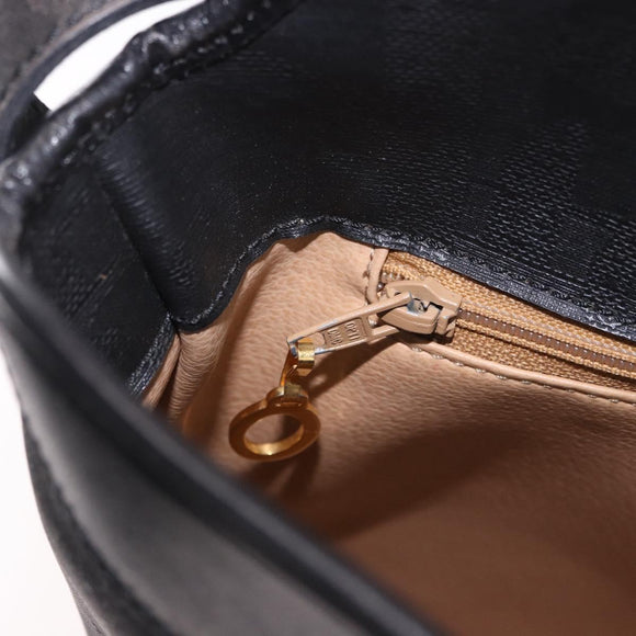 Christian Dior Trotter Shoulder Bag PVC Black Gold Auth bs35923
