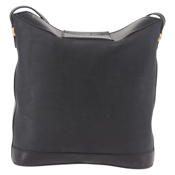 Christian Dior Trotter Shoulder Bag PVC Black Gold Auth bs35923