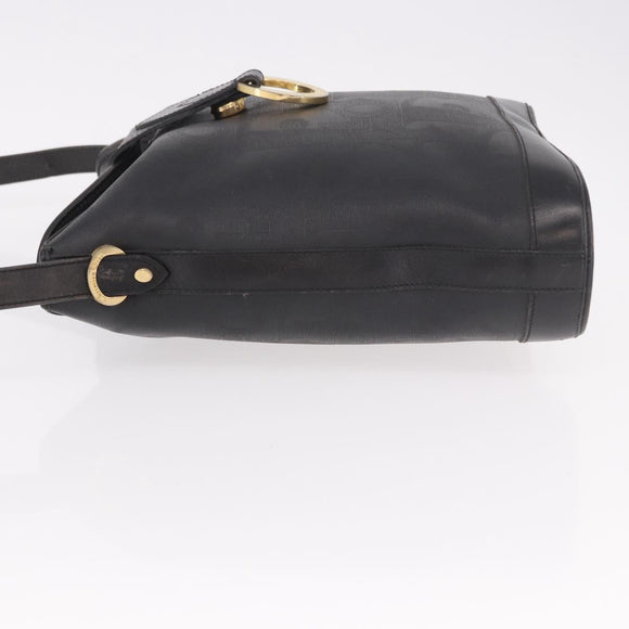 Christian Dior Trotter Shoulder Bag PVC Black Gold Auth bs35923