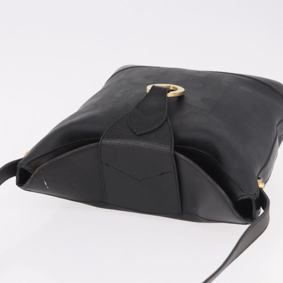 Christian Dior Trotter Shoulder Bag PVC Black Gold Auth bs35923