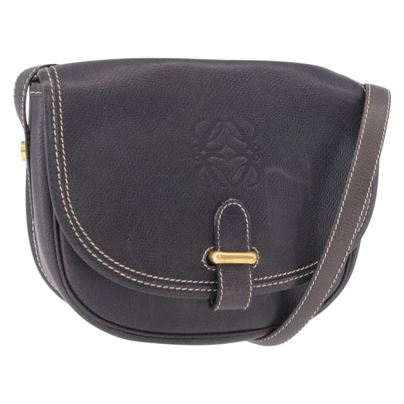 LOEWE Anagram Shoulder Bag Navy Gold Auth bs35924