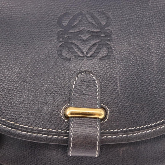 LOEWE Anagram Shoulder Bag Navy Gold Auth bs35924