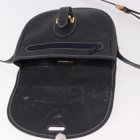 LOEWE Anagram Shoulder Bag Navy Gold Auth bs35924