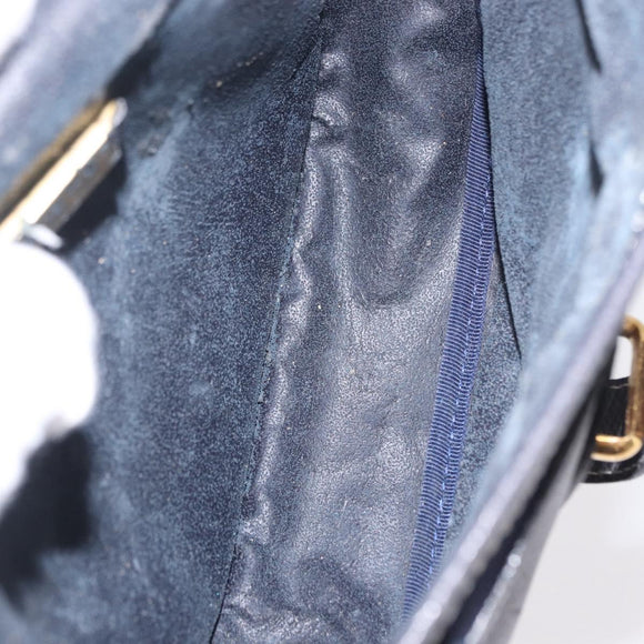 LOEWE Anagram Shoulder Bag Navy Gold Auth bs35924