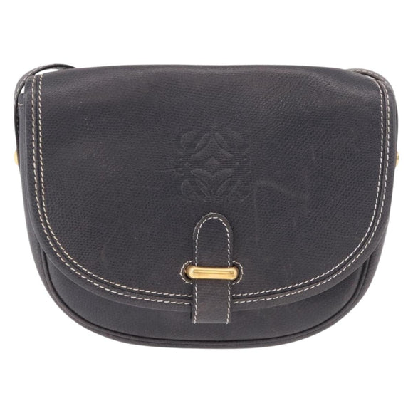 LOEWE Anagram Shoulder Bag Navy Gold Auth bs35924