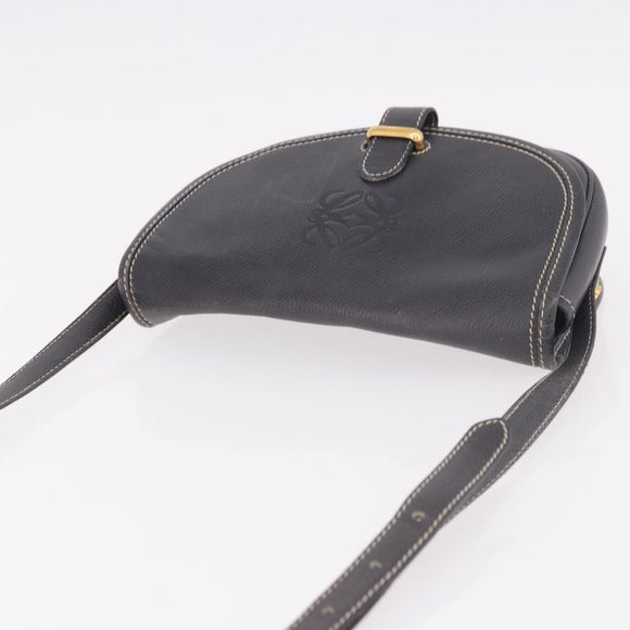 LOEWE Anagram Shoulder Bag Navy Gold Auth bs35924