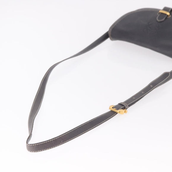 LOEWE Anagram Shoulder Bag Navy Gold Auth bs35924