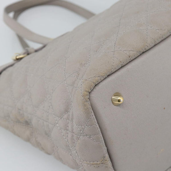 Christian Dior Canage Tote Bag Canvas Gray Gold Auth bs35925