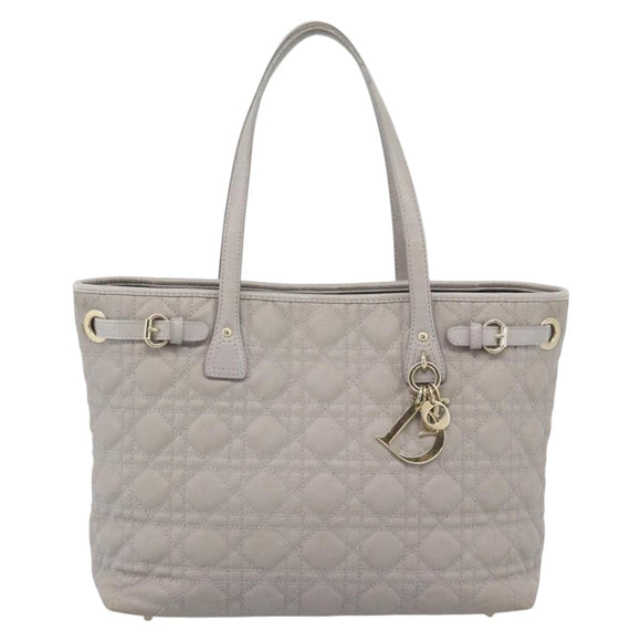 Christian Dior Canage Tote Bag Canvas Gray Gold Auth bs35925