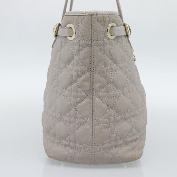 Christian Dior Canage Tote Bag Canvas Gray Gold Auth bs35925