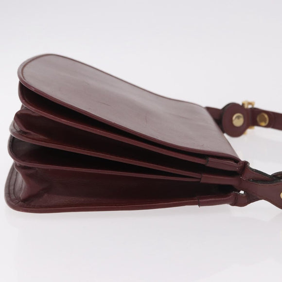 CARTIER Must Line Shoulder Bag Bordeaux Gold Auth bs35926