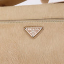 PRADA Shoulder Bag Harako leather Beige Silver Auth bs35934V-16