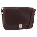 CELINE Shoulder Bag Leather Dark Brown Gold Auth bs35935-1