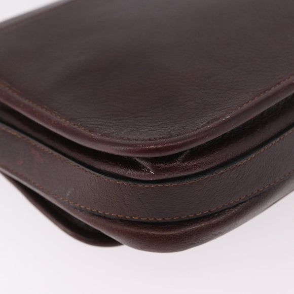 CELINE Shoulder Bag Leather Dark Brown Gold Auth bs35935
