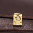 CELINE Shoulder Bag Leather Dark Brown Gold Auth bs35935-14