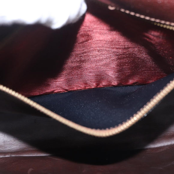 CELINE Shoulder Bag Leather Dark Brown Gold Auth bs35935