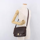 CELINE Shoulder Bag Leather Dark Brown Gold Auth bs35935-23