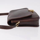 CELINE Shoulder Bag Leather Dark Brown Gold Auth bs35935-5