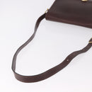 CELINE Shoulder Bag Leather Dark Brown Gold Auth bs35935-7