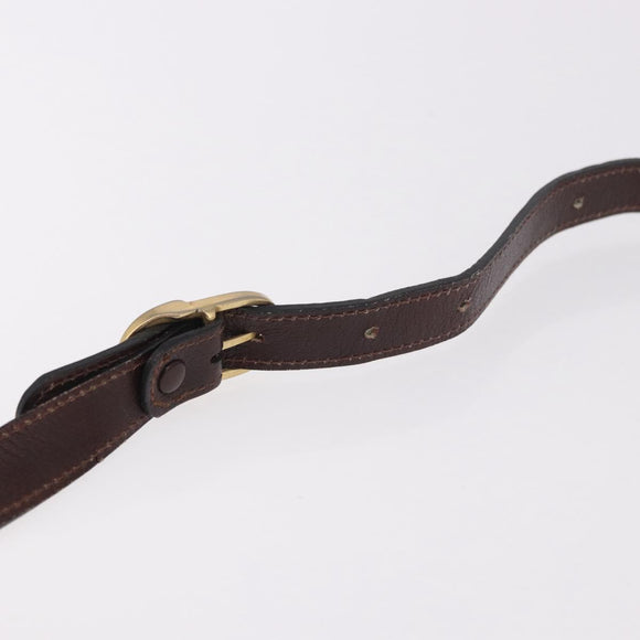 CELINE Shoulder Bag Leather Dark Brown Gold Auth bs35935