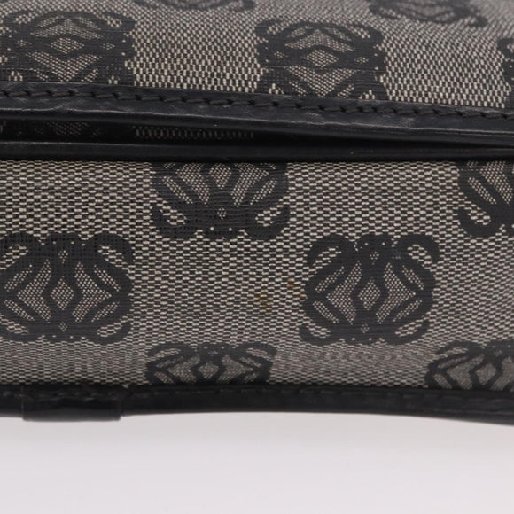 LOEWE Anagram Shoulder Bag PVC Gray Gold Auth bs35936