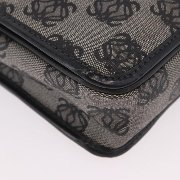 LOEWE Anagram Shoulder Bag PVC Gray Gold Auth bs35936