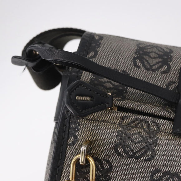 LOEWE Anagram Shoulder Bag PVC Gray Gold Auth bs35936