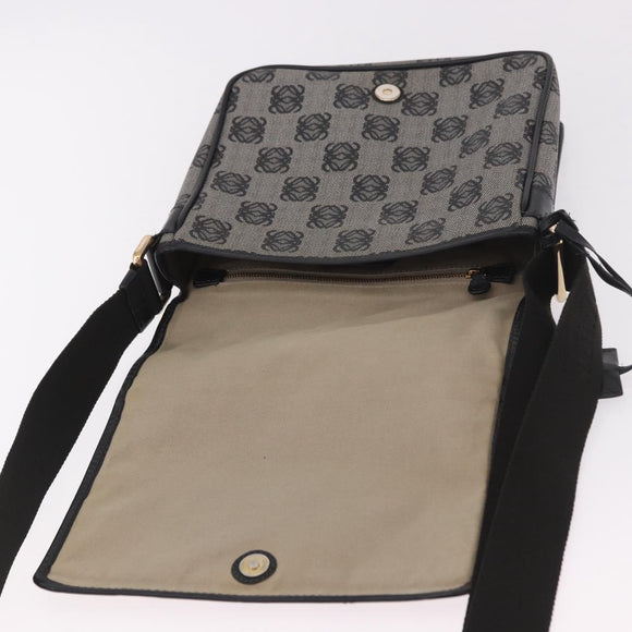 LOEWE Anagram Shoulder Bag PVC Gray Gold Auth bs35936
