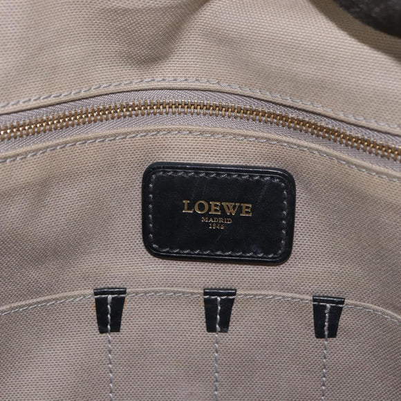 LOEWE Anagram Shoulder Bag PVC Gray Gold Auth bs35936