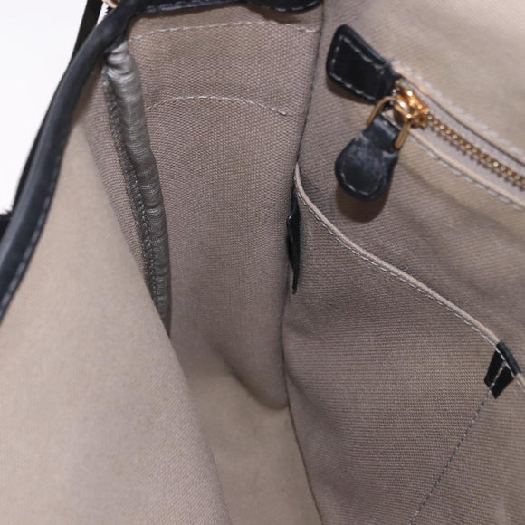 LOEWE Anagram Shoulder Bag PVC Gray Gold Auth bs35936