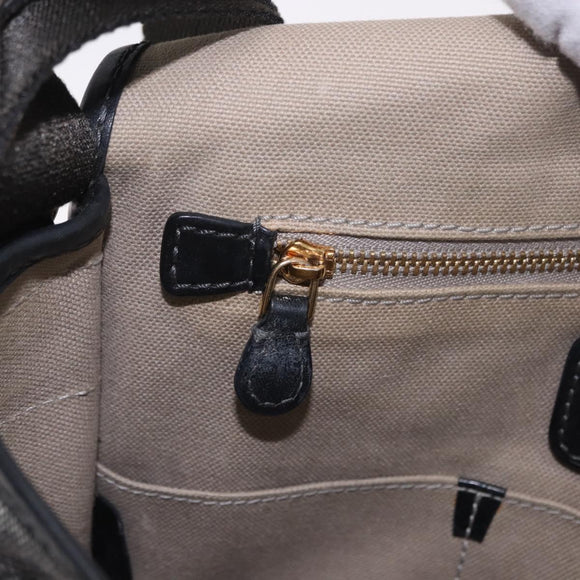 LOEWE Anagram Shoulder Bag PVC Gray Gold Auth bs35936