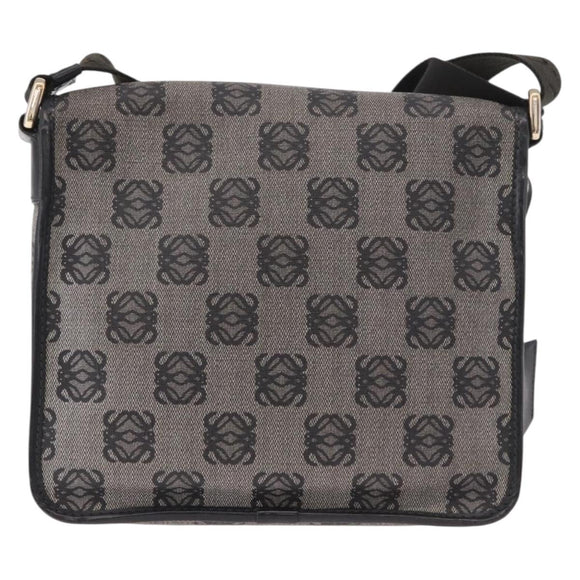 LOEWE Anagram Shoulder Bag PVC Gray Gold Auth bs35936