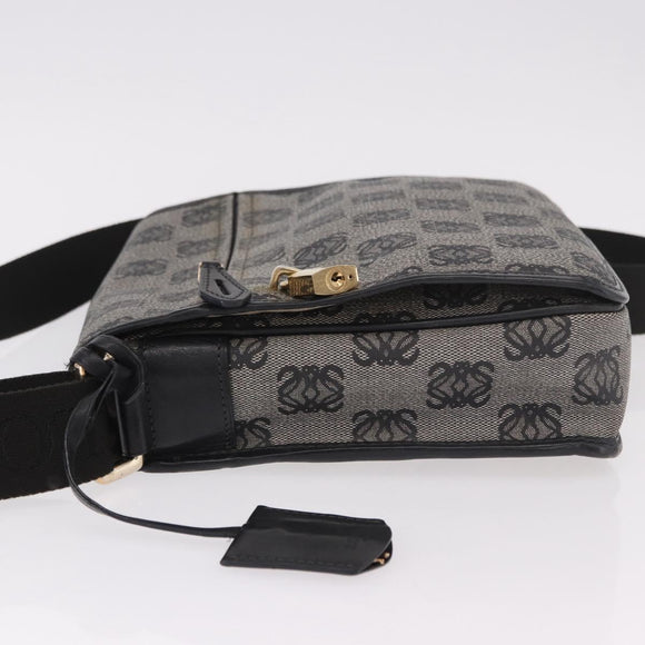 LOEWE Anagram Shoulder Bag PVC Gray Gold Auth bs35936