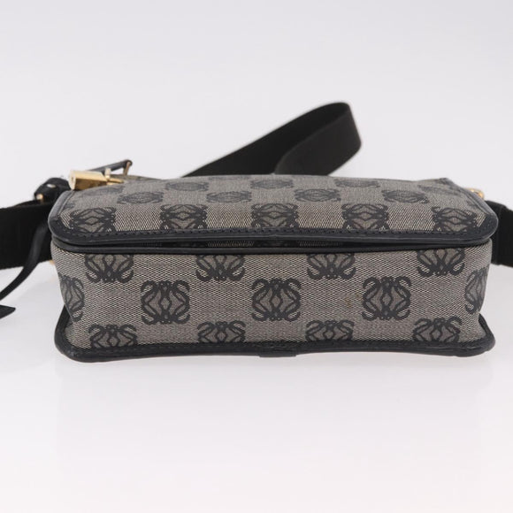 LOEWE Anagram Shoulder Bag PVC Gray Gold Auth bs35936