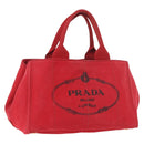 PRADA Canapa MM Hand Bag Canvas Red Auth bs35937-1