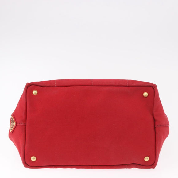 PRADA Canapa MM Hand Bag Canvas Red Auth bs35937
