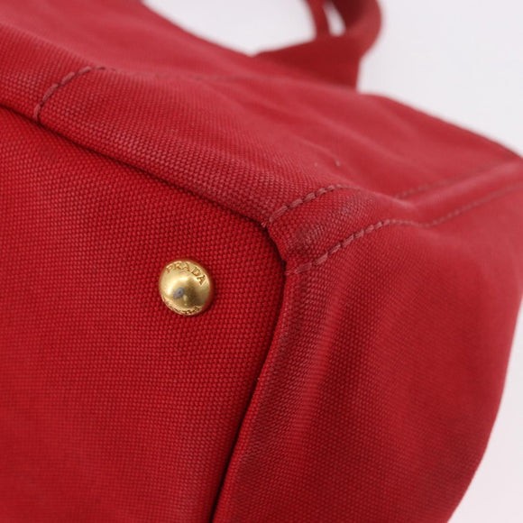 PRADA Canapa MM Hand Bag Canvas Red Auth bs35937