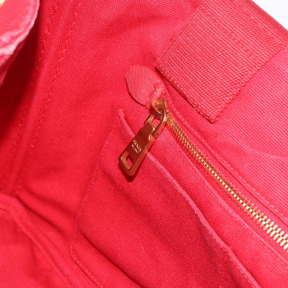 PRADA Canapa MM Hand Bag Canvas Red Auth bs35937